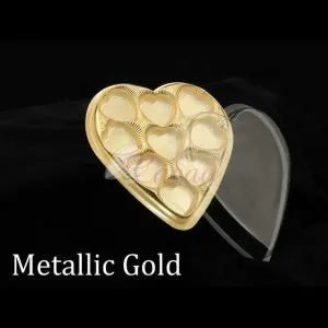 9 Cavity Heart Chocolate Box Metalic Gold