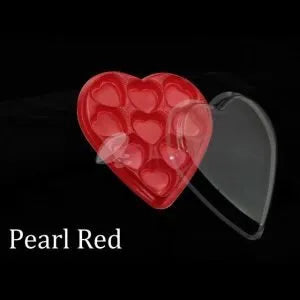 9 Cavity Heart Chocolate Box Pearl Red
