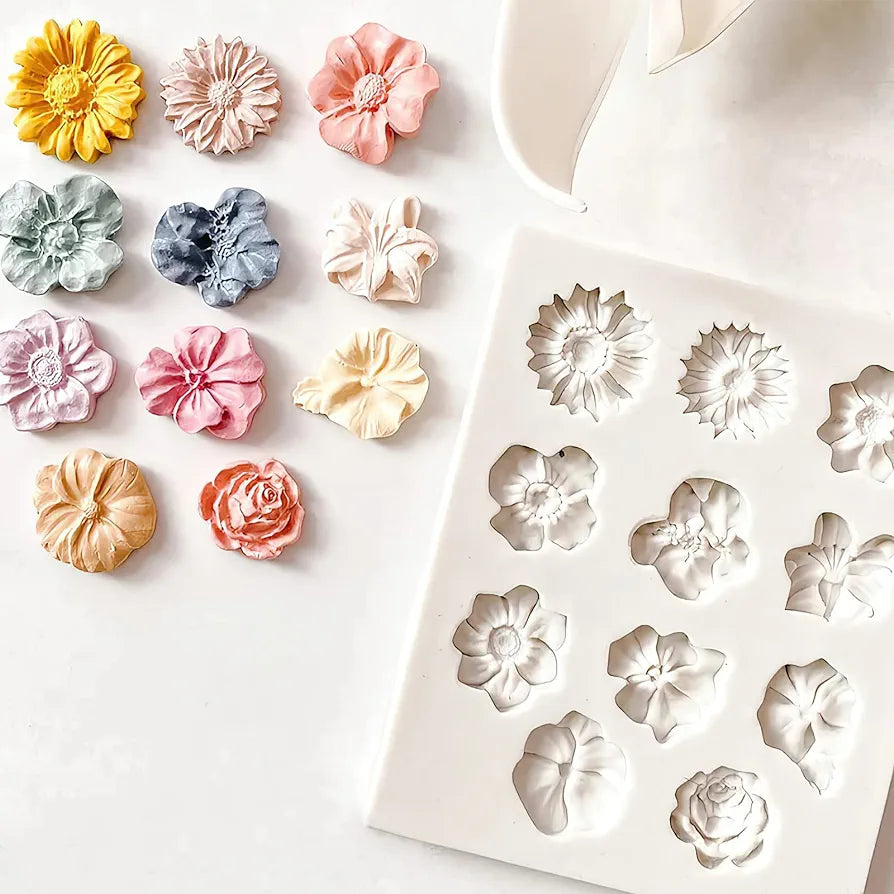 SILICON MOULD 3D ROSE FLOWER 11 CAVITY #15