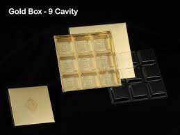 9 Cavity Gold Chocolate Box With Cavity-10 PCS PACK