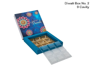 9 Cavity Diwali Box With Cavity & Lid #2 -10 PCS PACK