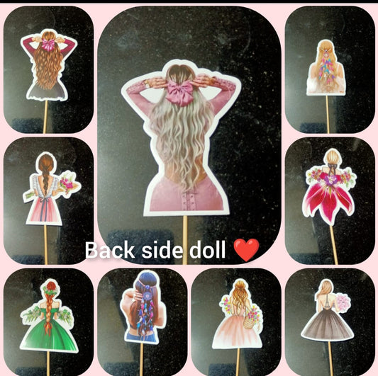 Paper Theme Topper Back Girl Stick 10pcs pack