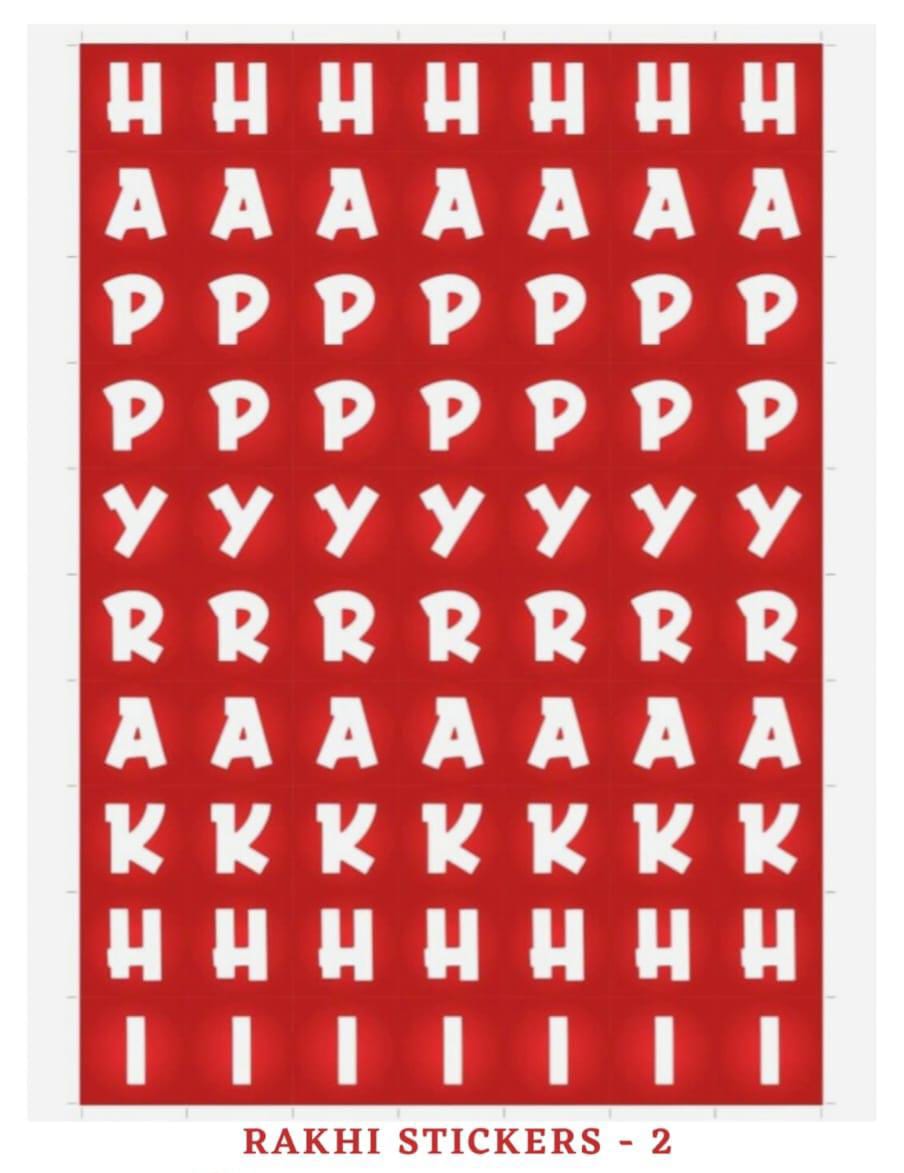 Happy Rakhi Sticker Sheet A3 Size Red