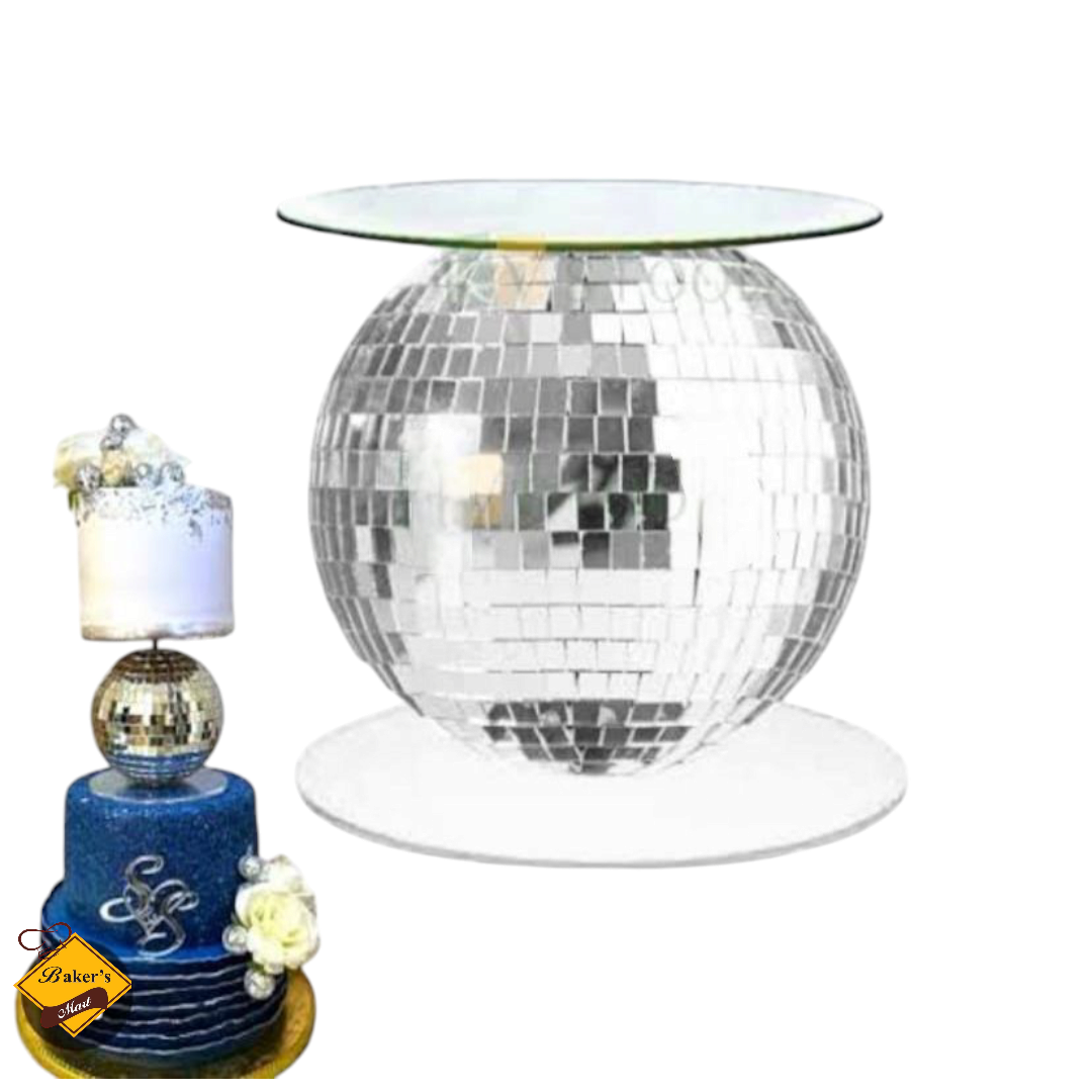 Disco Ball Cake Spacer ,Size 6 × 6 × 6 , Silver Colour