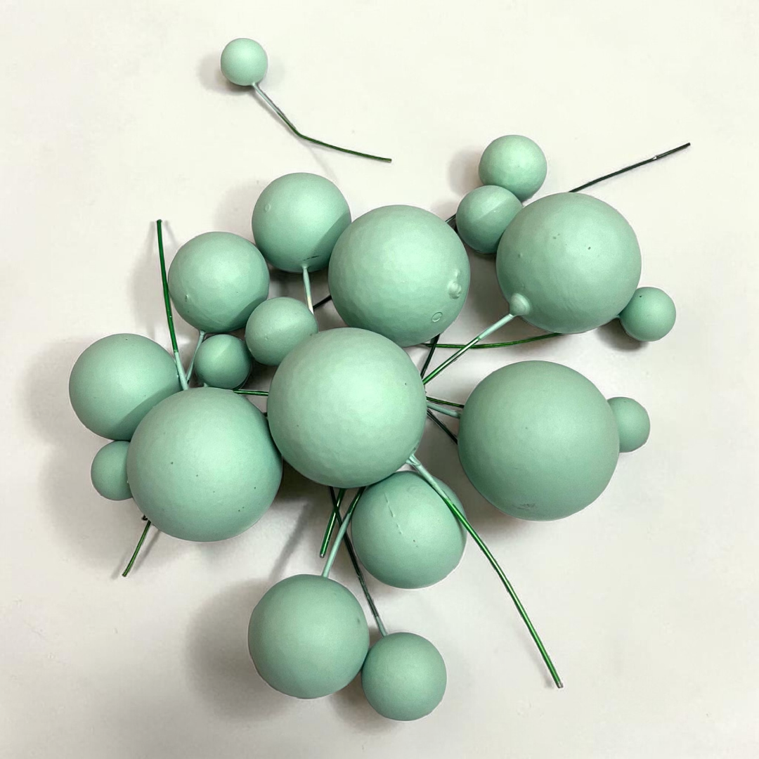 Matt Colour Faux Ball-|Mint Green | Multisize| 20 PC's pack