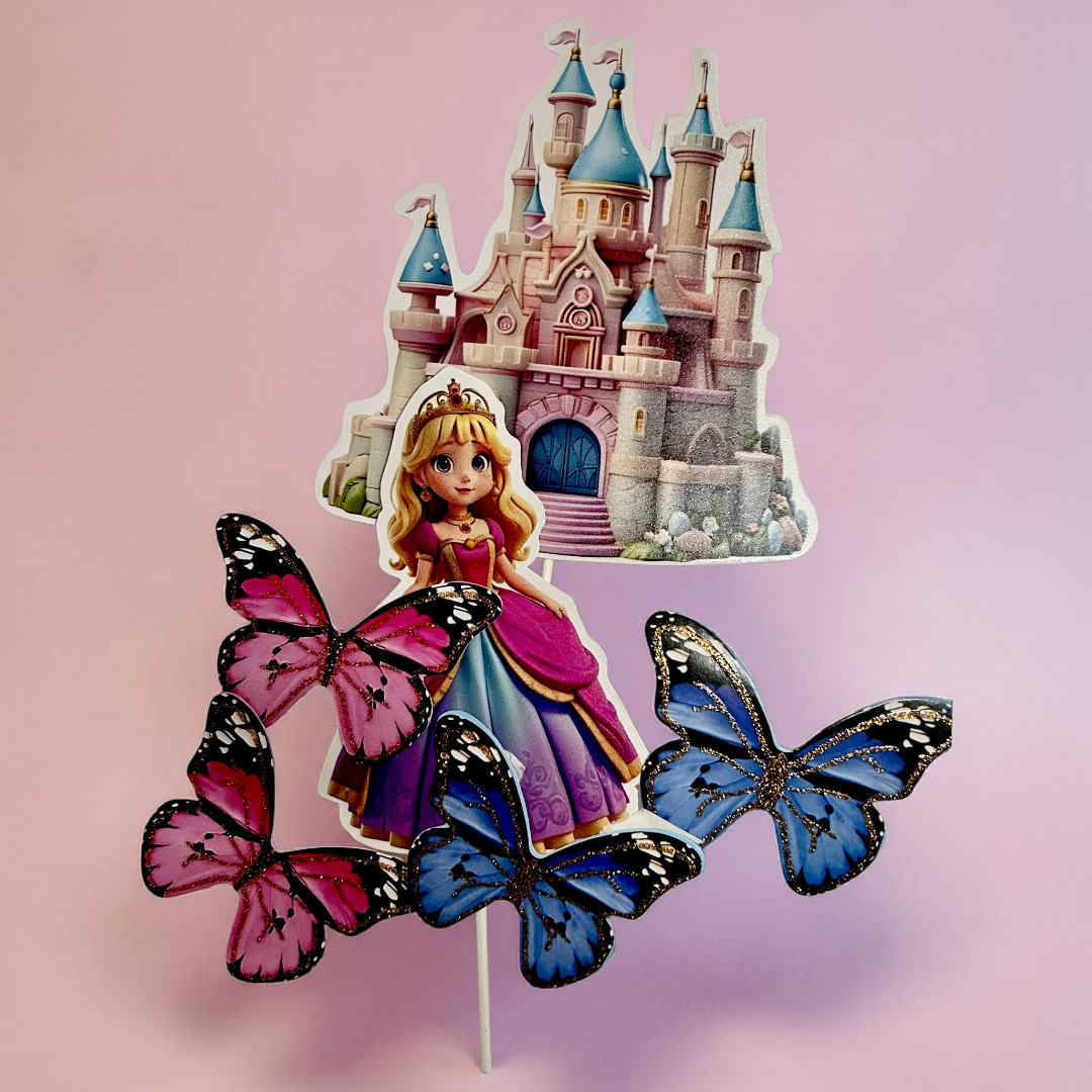 Paper Butterfly Cake Toppers |Castel Theme |Pink Blue #3