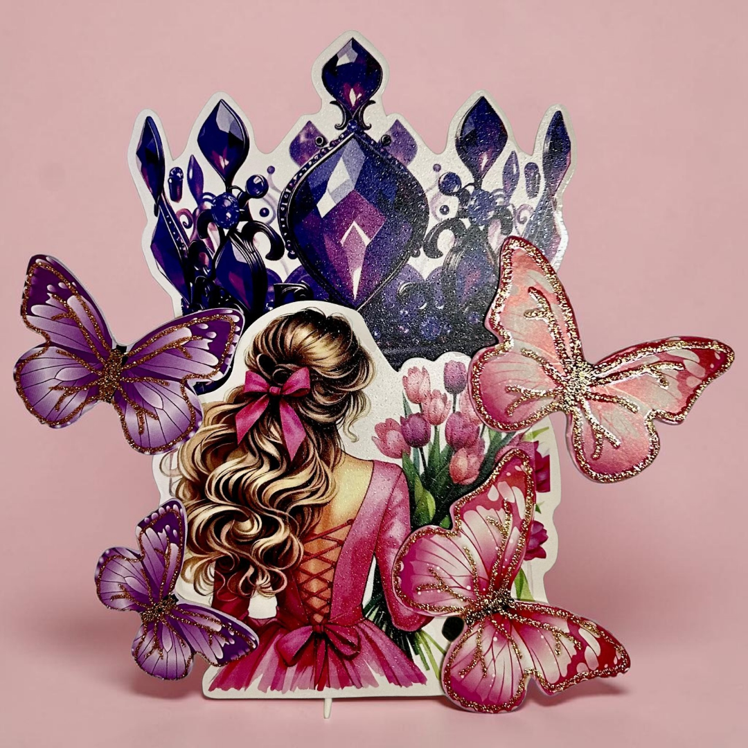 Paper Butterfly Cake Toppers | Crown Purple Pink Theme