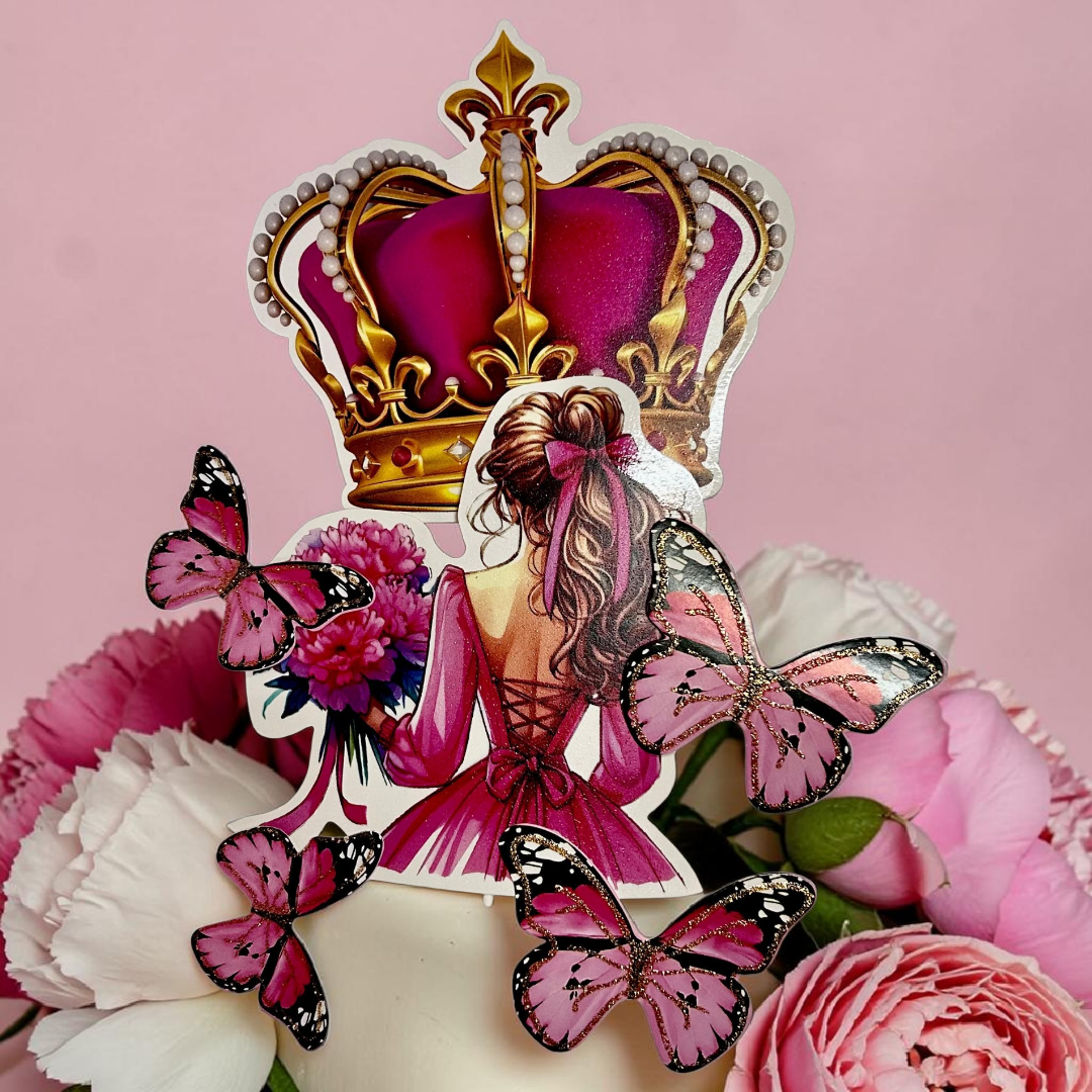 Paper Butterfly Cake Toppers | Crown Pink Theme #1