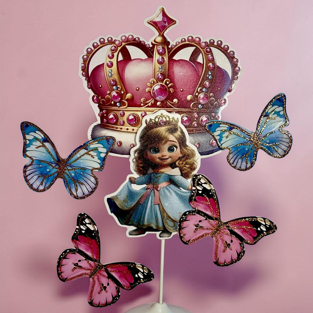 Paper Butterfly Cake Toppers | Crown Pink Blue Theme