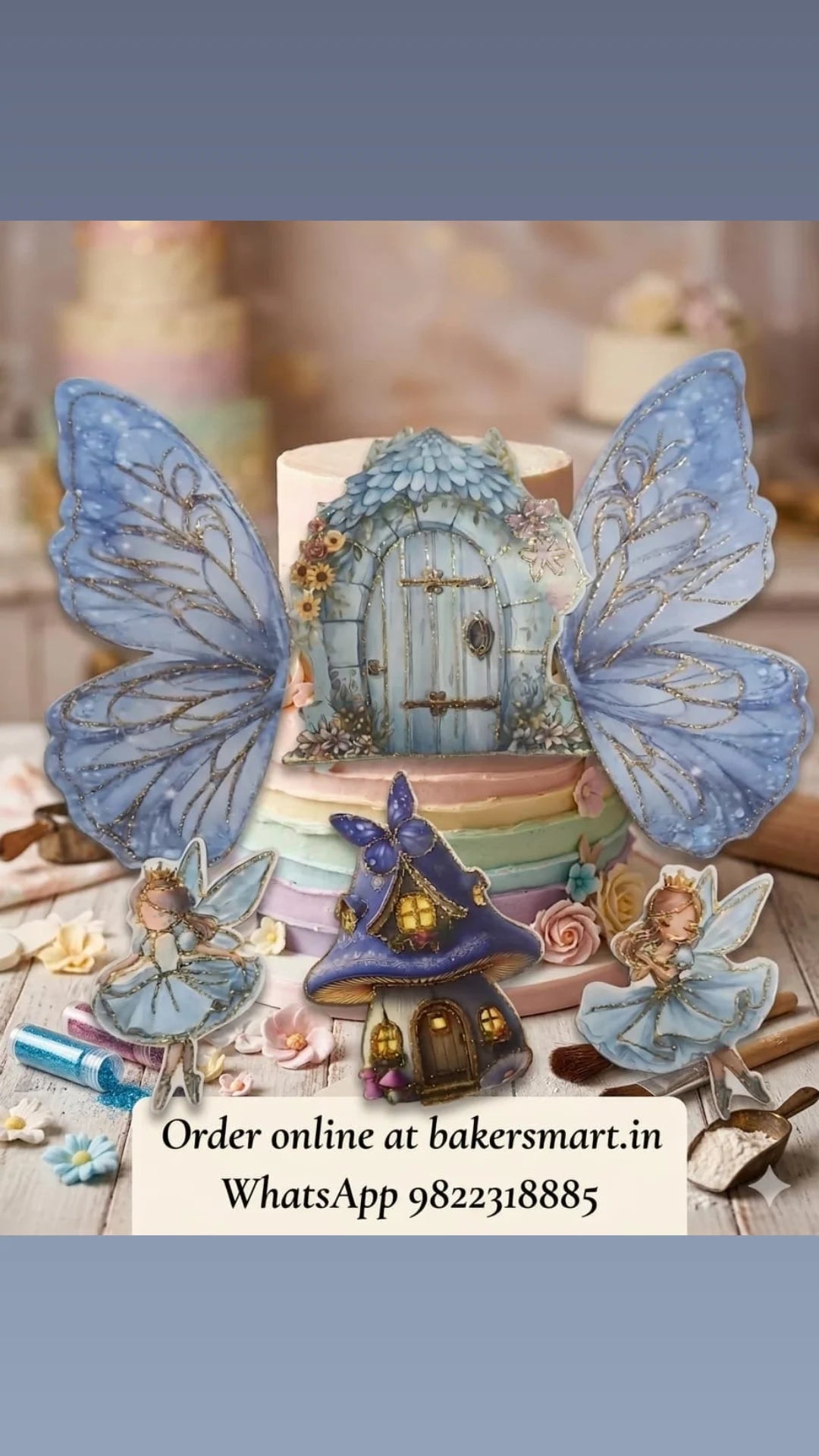 Fairy Butterfly Theme Toppers Blue