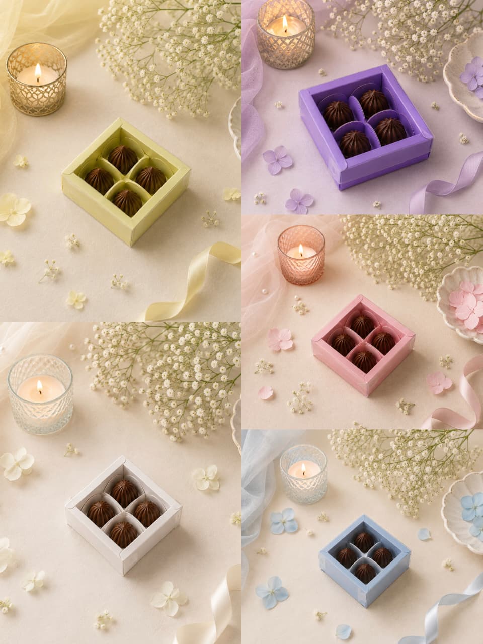 4 Cavity Chocolate Box/Candle Box with Transparent Lid- 3.25*3.25*1.5 Inch (CK-15) White | 10 Pcs Pack