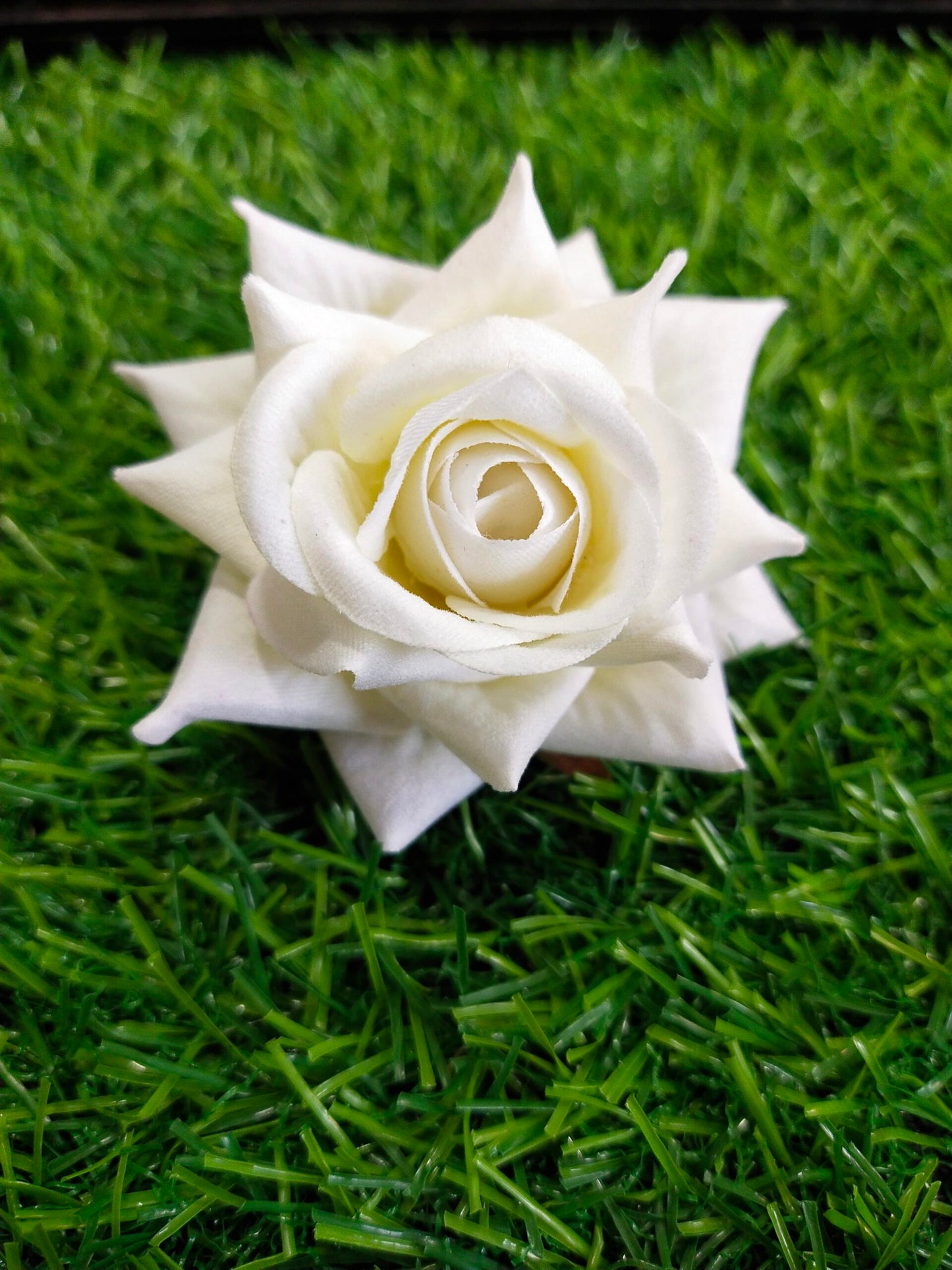 Artificial Velvet Rose Flower White Colour Pack oF 10 PCS