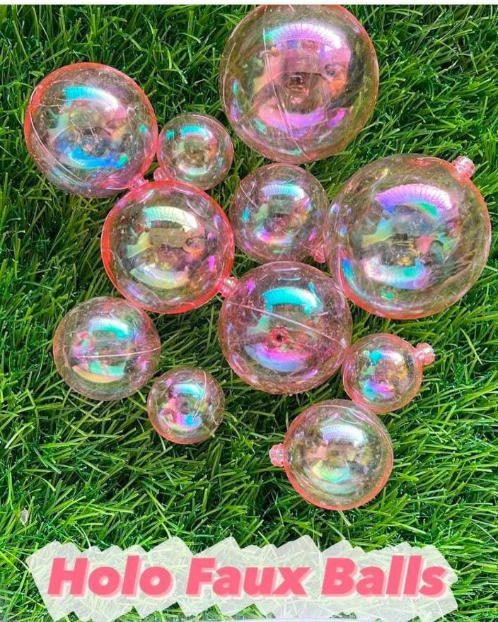 ACRYLIC BUBBLE CRYSTAL BALL 12 PCS PACK PINK