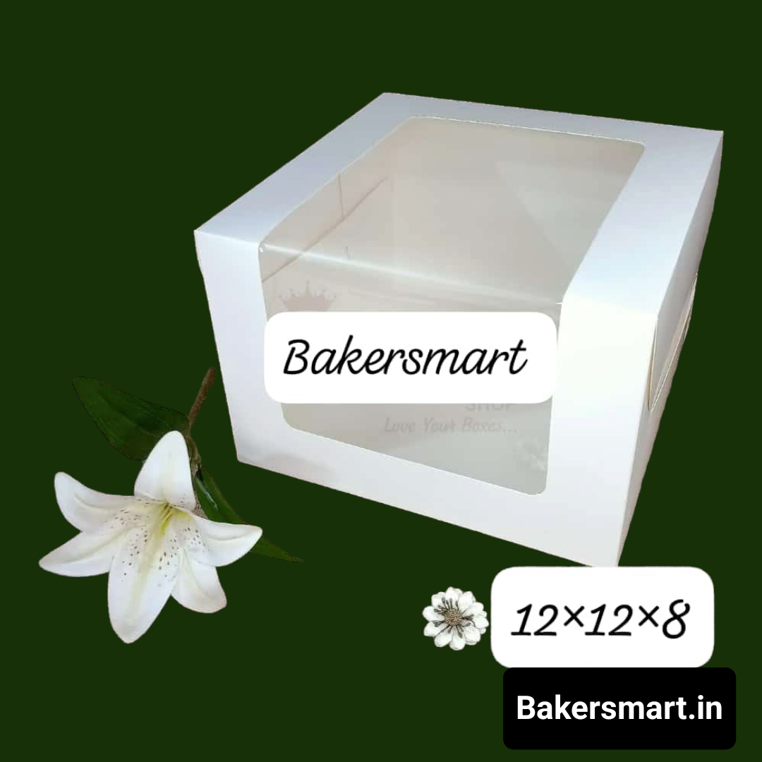 Cake Box 12-12*8 L Window White 10 PCS PACK