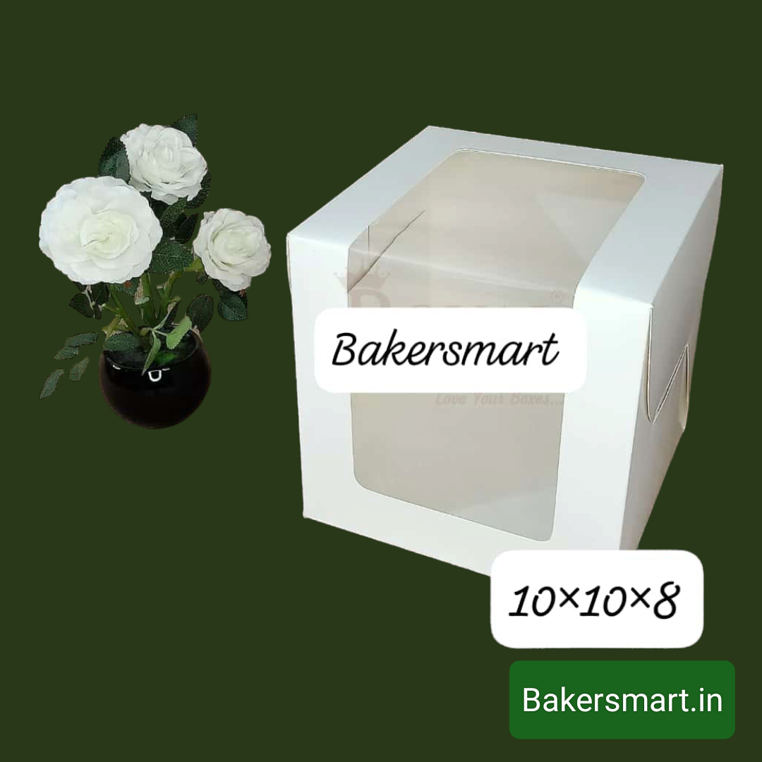 Cake Box 10*10*8 L Window White 10 PCS PACK