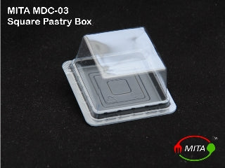 SQUARE PASTRY CONTAINER BLACK TRAY 25 PCS PACK