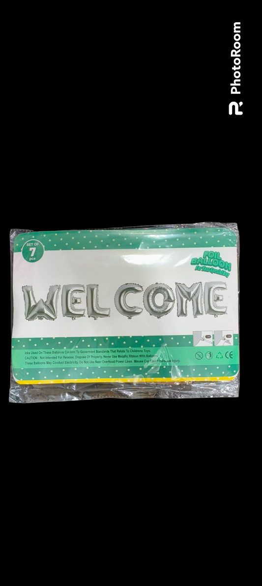 FOIL BALLOON WELCOME  SILVER