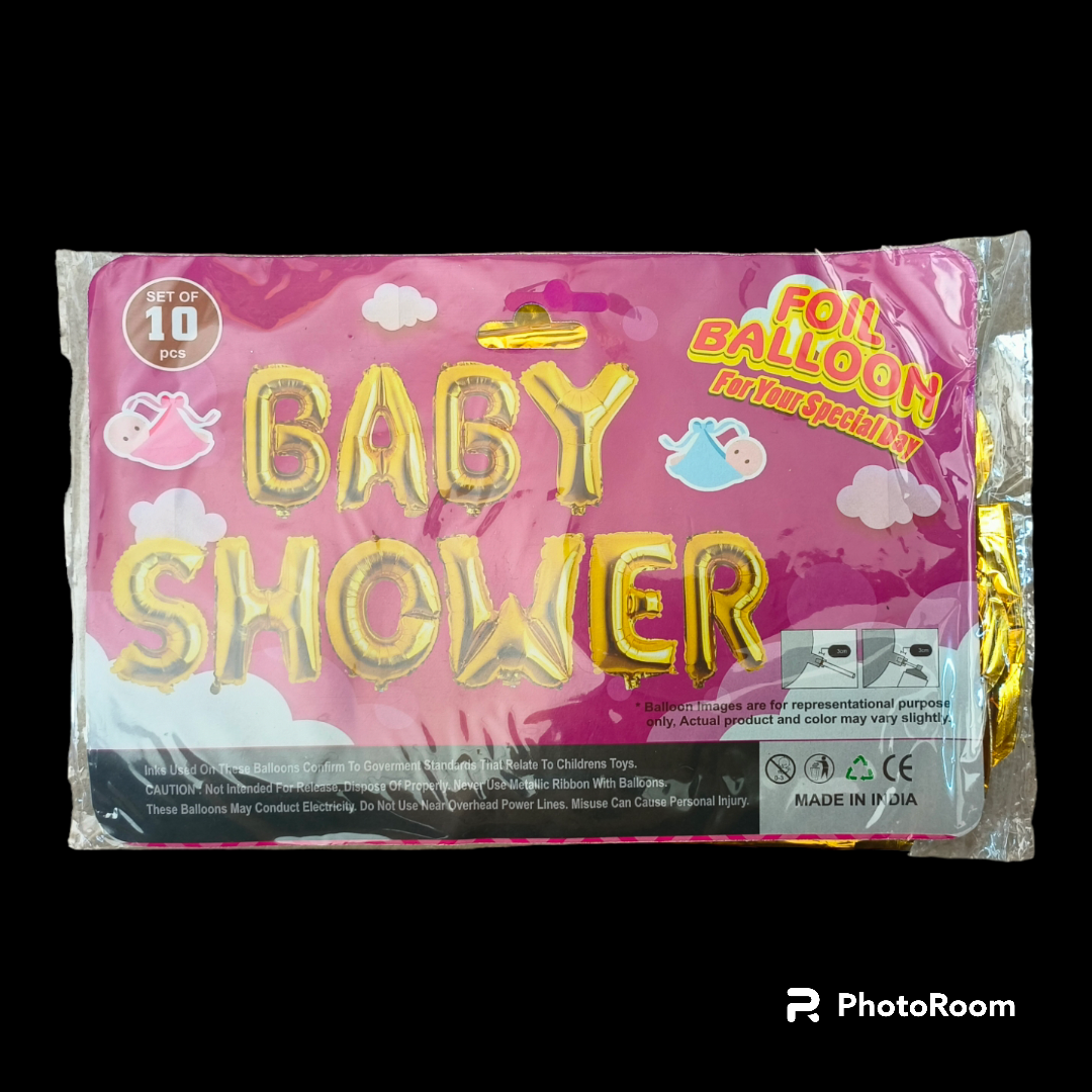 BABY SHOWER FOIL BALLOON SET GOLD