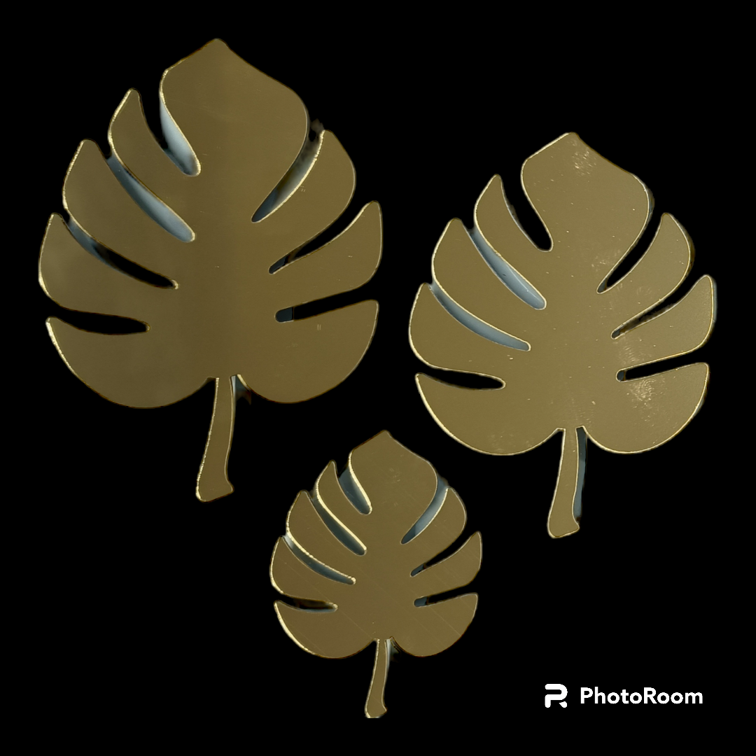 ACRYLIC PALM LEAF CAKE TOPPER SET OF 3 PCS