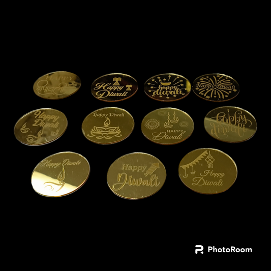 DIWALI ACRYLIC COINS 2''10 PC's pack