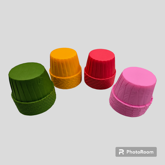 BAKE & SERVE ROUND CUP CAKE  MOULD 50 PCS PACk RANDOM COLOR