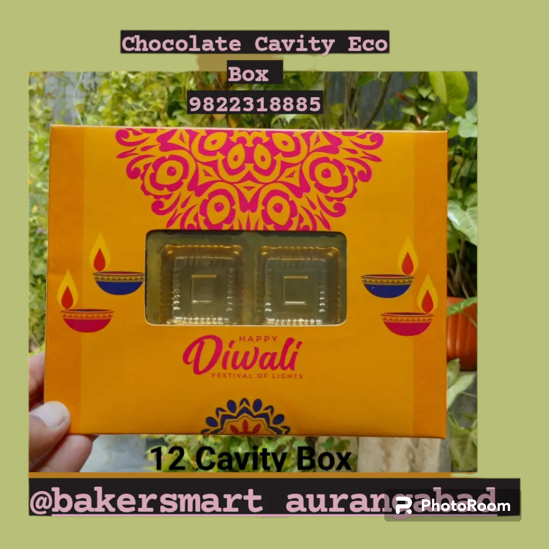 12 CAVITY DIWALI CHOCOLATE BOX YELLOW WITH CAVITY -10 PCS PACK