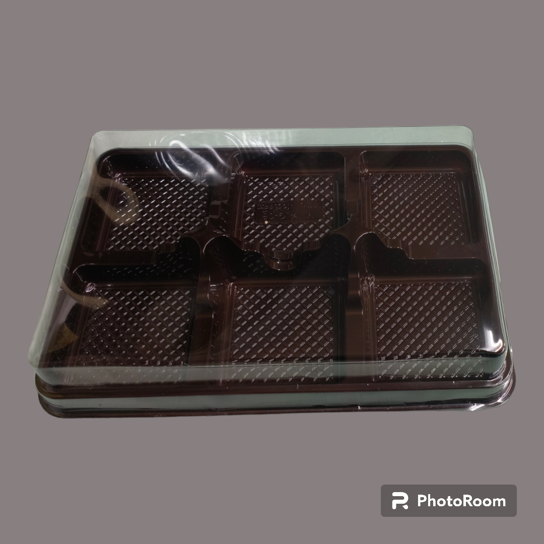 PVC 6 PCS BROWNIE CONTAINER 2.5x2.5 INNER SPACE-10 PCS PACK