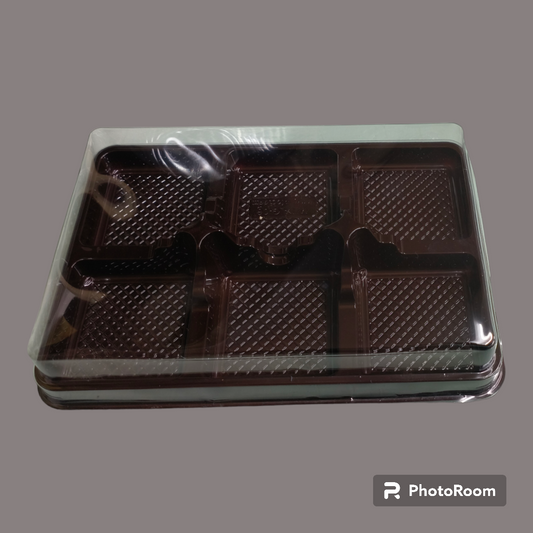 PVC 6 PCS BROWNIE CONTAINER  2.5x2.5 INNER SPACE-10 PCS PACK
