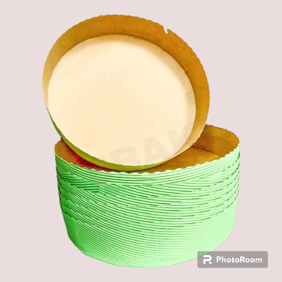 Bake & Serve Round Cake Mould Green 8*1 inch - 10 PCS PACK