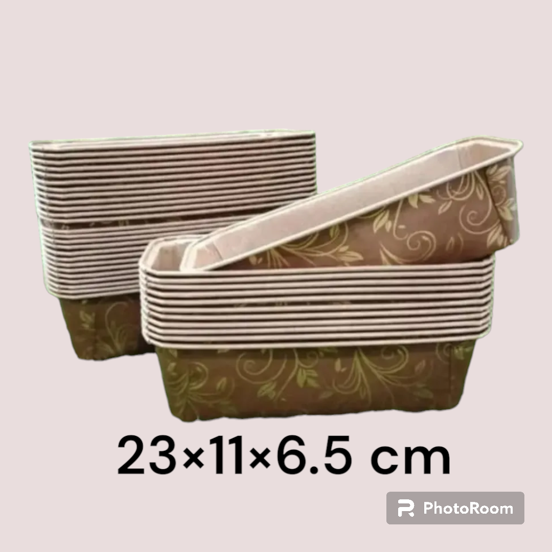 Bake & Serve Plumpy Cake Mould 500gm Brown 23*11*6.5 cm-10 PCS PACK