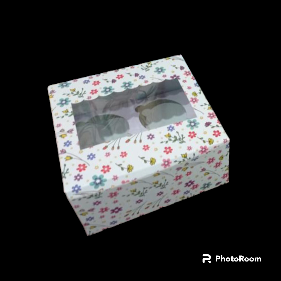 4p Cup Cake Box Floral-10 PCS PACK