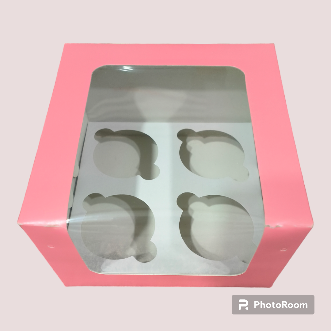 4P CUP CAKE BOX SIZE 6*6*4 PEACH COLOR -10 PCS PACK