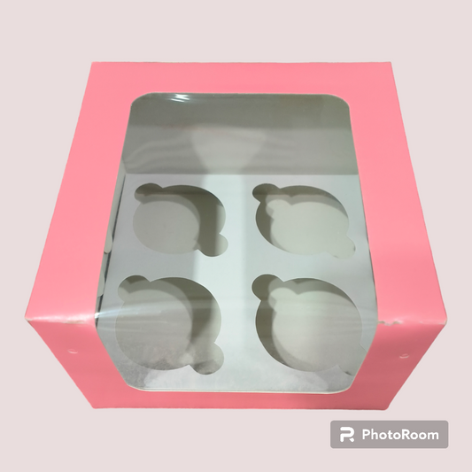 4P CUP CAKE BOX SIZE 6*6*4  PEACH COLOR -10 PCS PACK