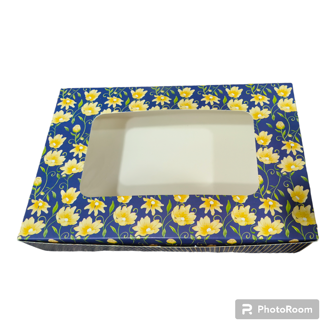BROWNIE BOX 6P SIZE 9*6*2 FLORAL BLUE-10 PCS PACK