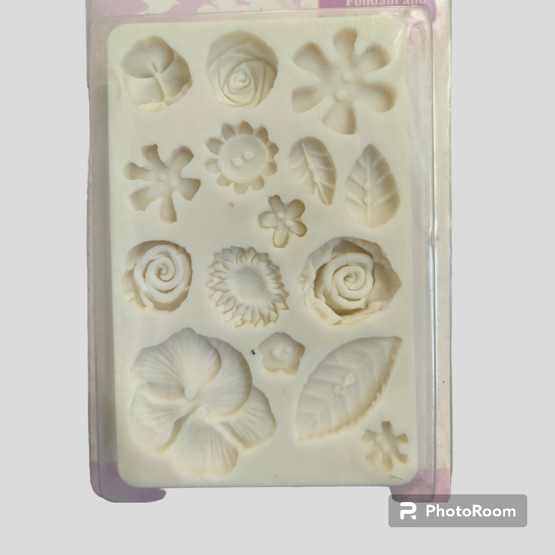 SILICON FLOWER & LEAF FONDANT MOULD #67