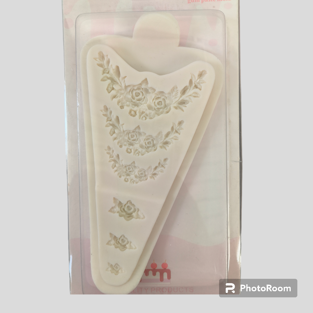 SILICON ROSE FLOWER GARLAND FONDANT MOULD