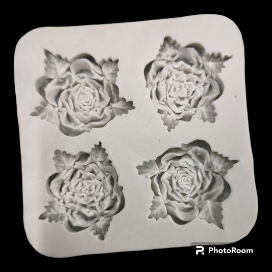 SILICON 4PCS SUCCULENT FLOWER MOULD #19