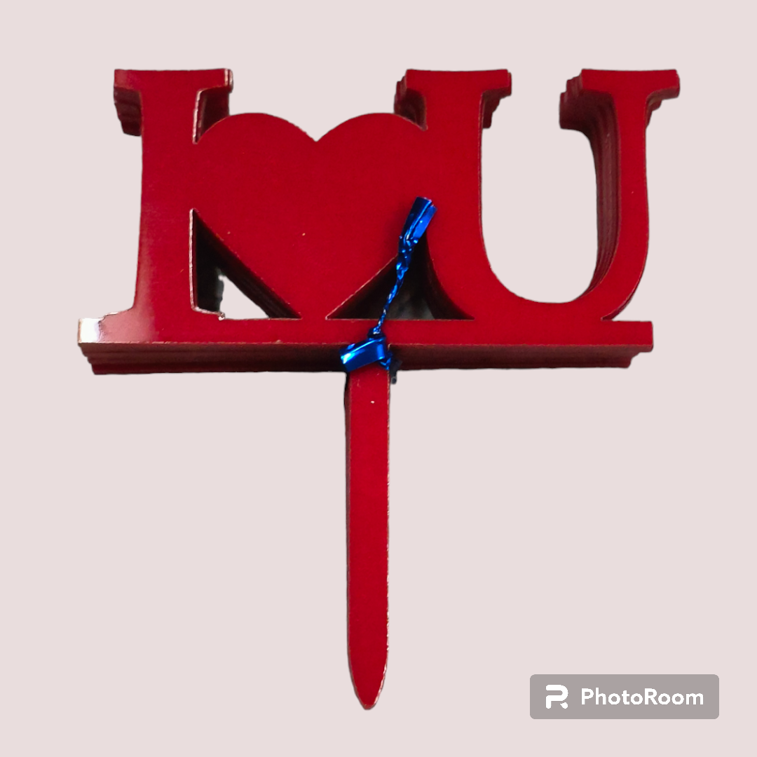 ACRYLIC I LOVE YOU TOPPER RED 3''-10PCS PACK