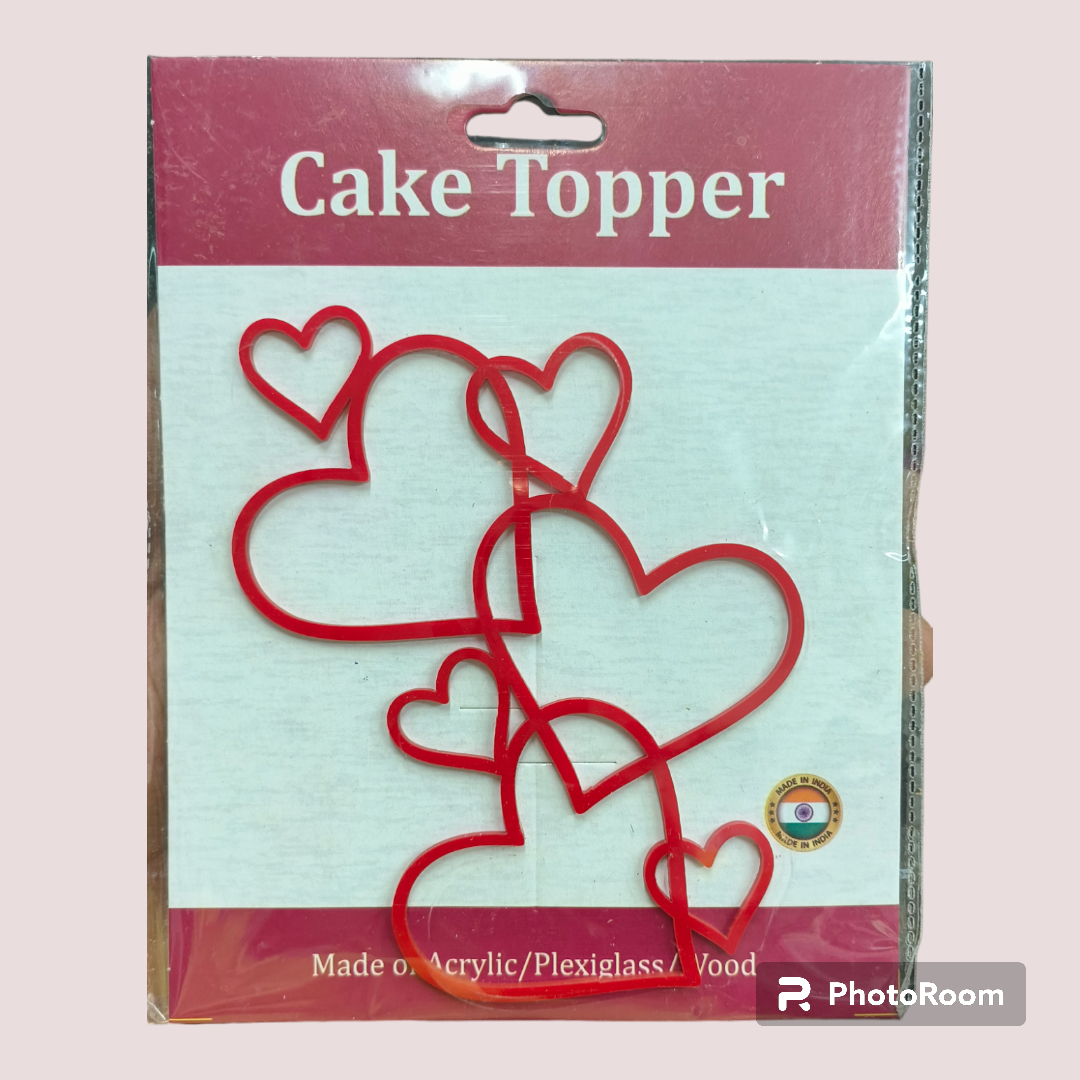 ACRYLIC HEART IN HEART TOPPER RED 5''