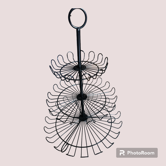METAL 3 TIER CUP CAKE STAND ROUND BLACK