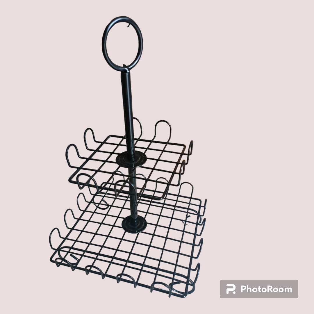 METAL 2 TIER CUP CAKE STAND BLACK