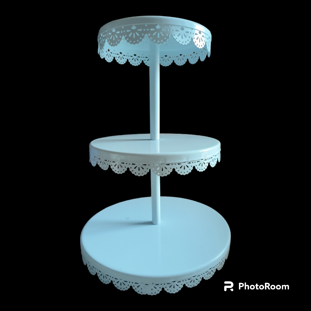 3 TIER METAL CAKE STAND 6'',8'',& 10'' PLATE
