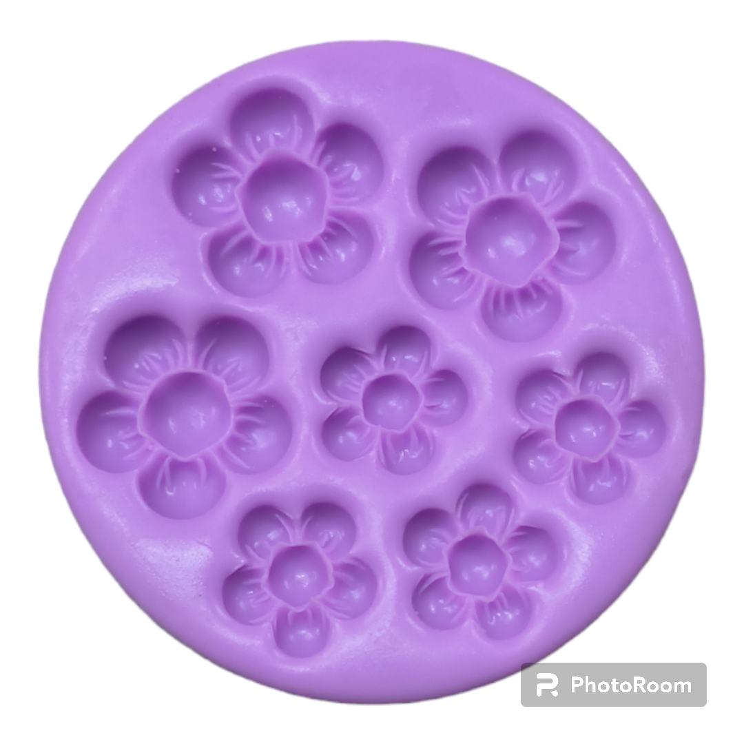 SILICON FONDANT 7 CAVITY FLOWER MOULD #11