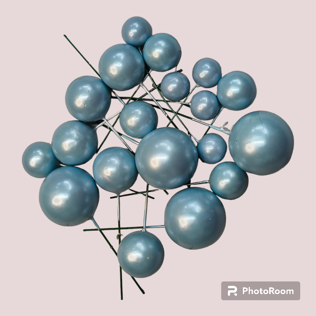 Faux Ball Multisize 20 Pcs Pearl Shine  Sky Blue Color