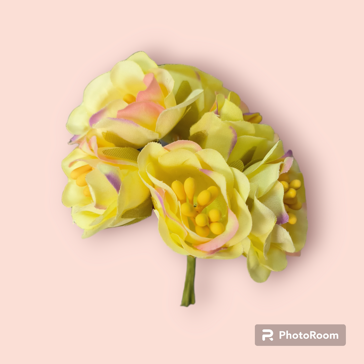 6pcs Mini Mulberry Cloth Flower Bunch Yellow
