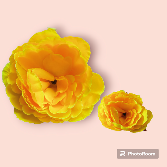 BIG YELLOW PEONY CLOTH FLOWER  10CM