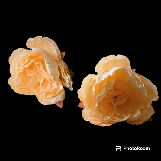 BIG LIGHT ORANGE  PEONY CLOTH FLOWER  10CM