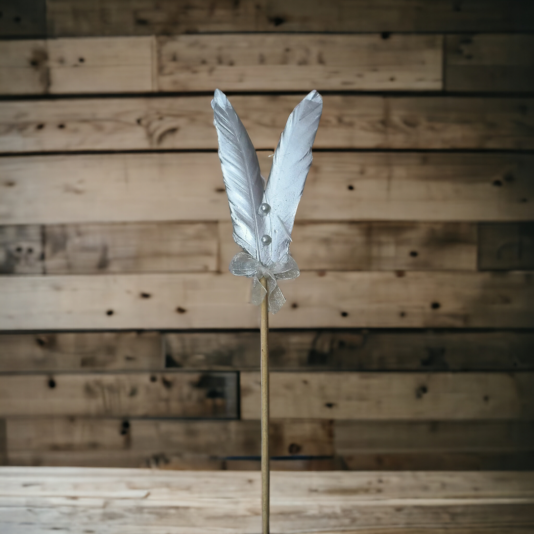 Silver Feather With Pearl