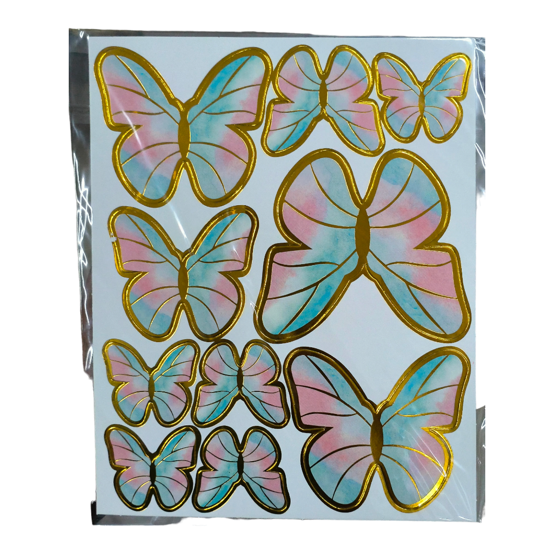 PAPER BUTTERFLY WITH STRING GREEN PINK SHADE NEW