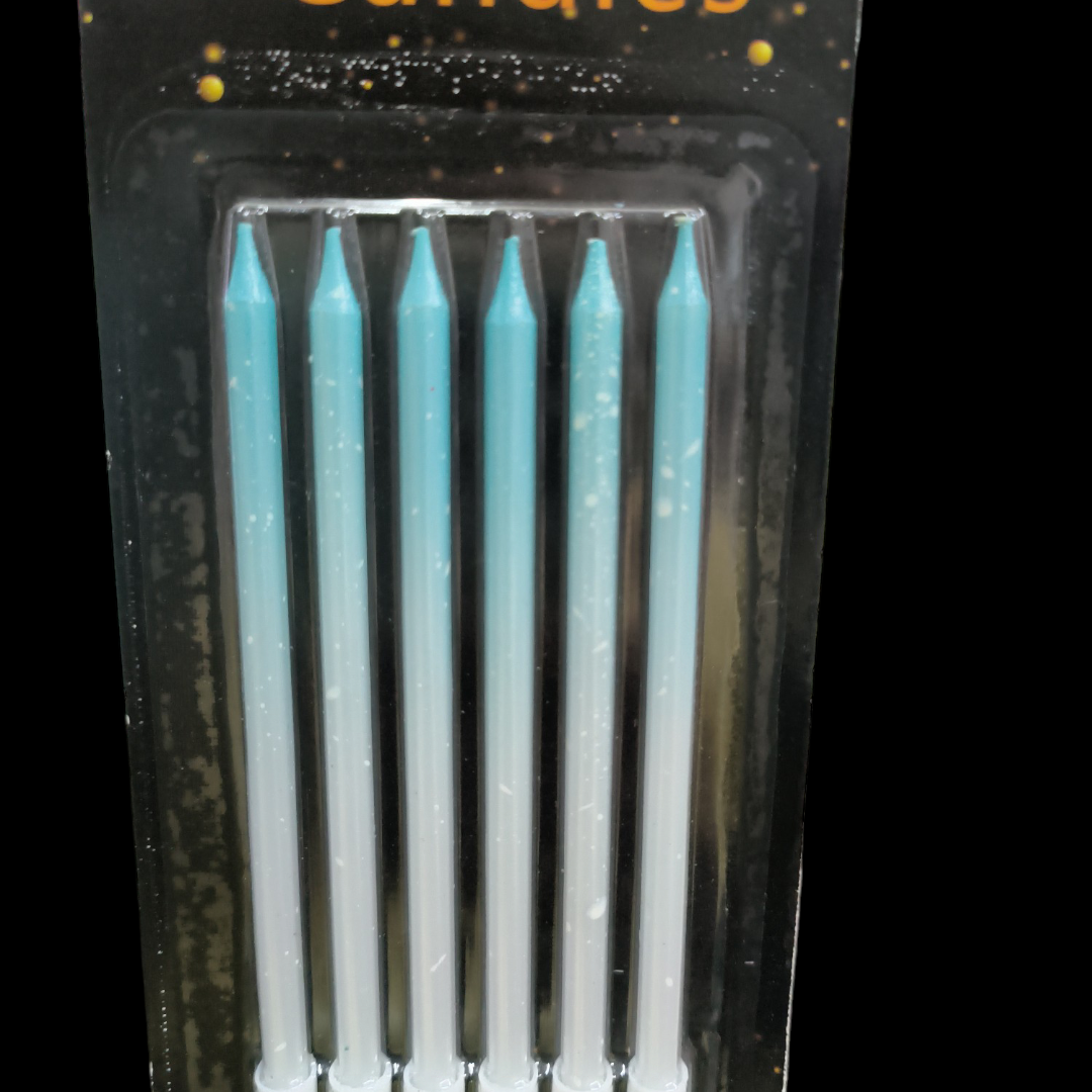GLITTER CANDLE SKY BLUE-6PCS